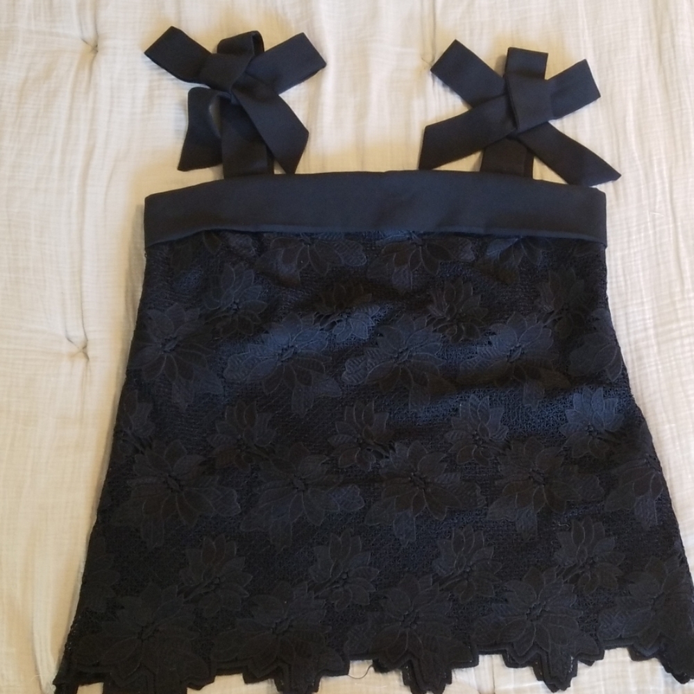 Navy Blue Lace Blouse